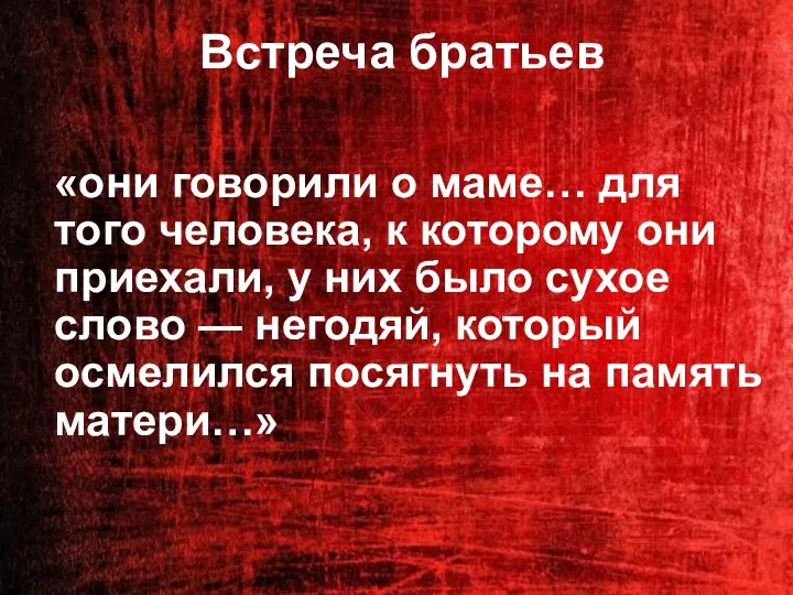 Встреча братьев «они говорили о маме… для того человека, к которому