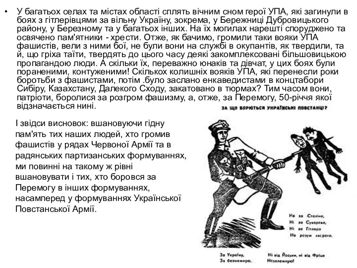 У багатьох селах та містах області сплять вічним сном герої УПА,