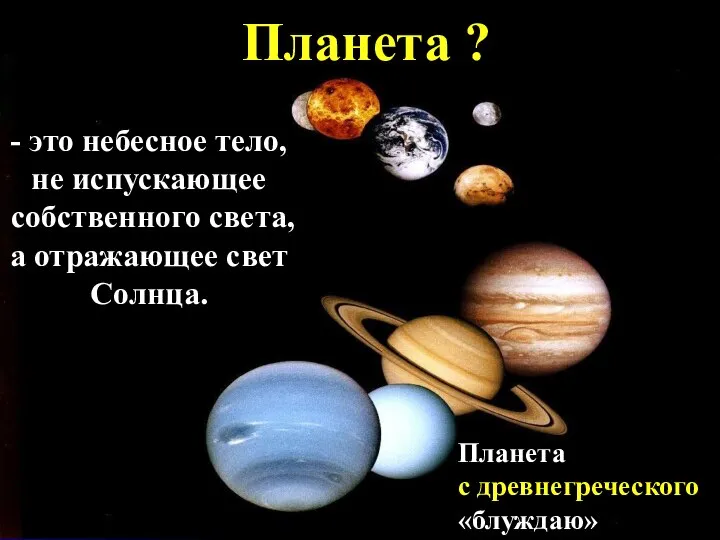 - это небесное тело, не испускающее собственного света, а отражающее свет