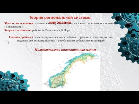 Теория региональной системы инноваций Область исследования: промышленные районы Норвегии в качестве