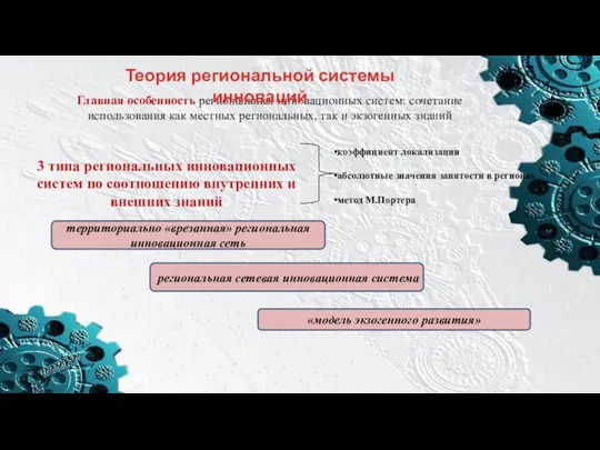 Главная особенность региональных инновационных систем: сочетание использования как местных региональных, так