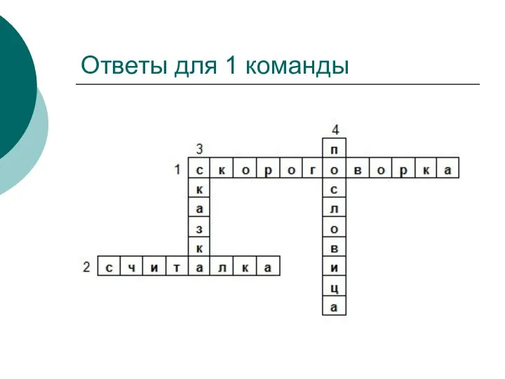 Ответы для 1 команды