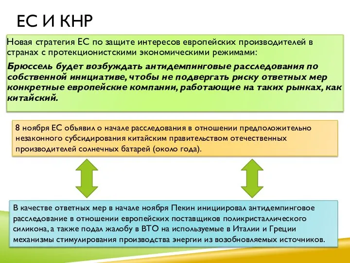 ЕС и Кнр Новая стратегия ЕС по защите интересов европейских производителей