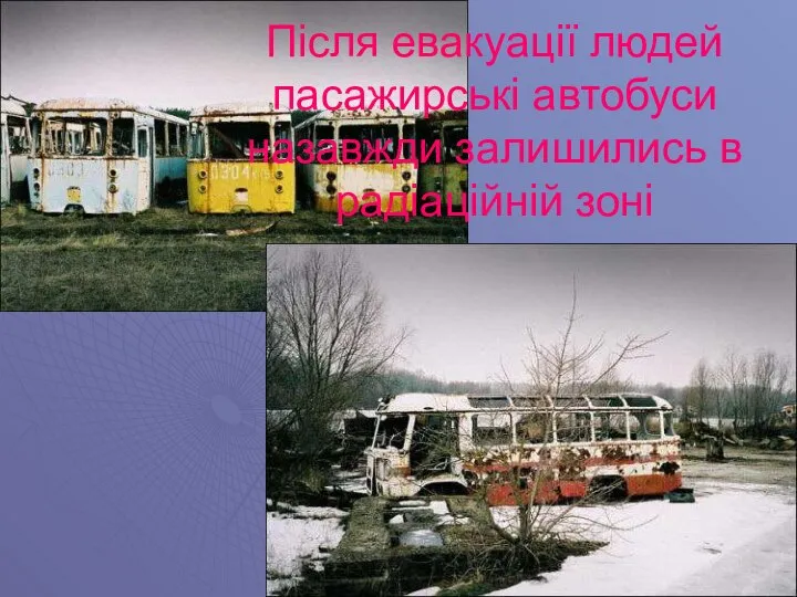 Після евакуації людей пасажирські автобуси назавжди залишились в радіаційній зоні