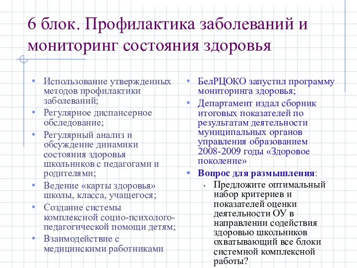 6 блок. Профилактика заболеваний и мониторинг состояния здоровья Использование утвержденных методов