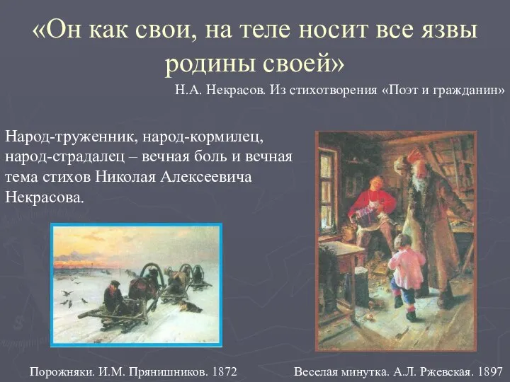 «Он как свои, на теле носит все язвы родины своей» Н.А.