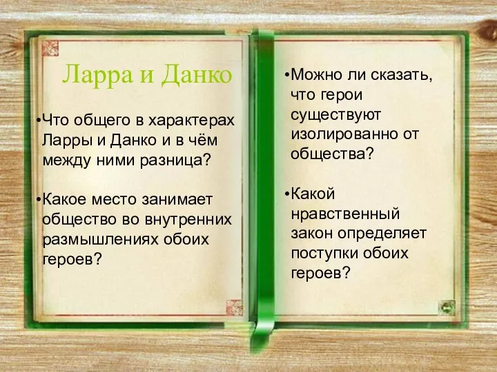 Ларра и Данко Можно ли сказать, что герои существуют изолированно от