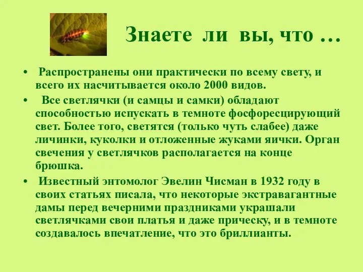 Знаете ли вы, что … Распространены они практически по всему свету,