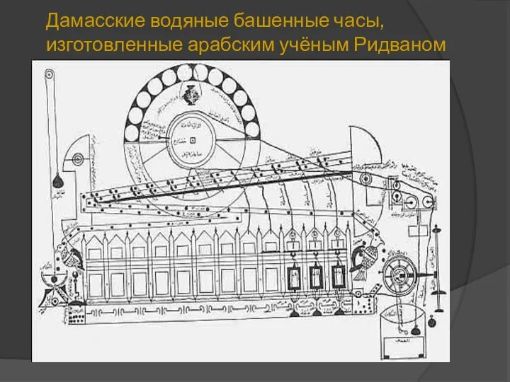 Дамасские водяные башенные часы, изготовленные арабским учёным Ридваном