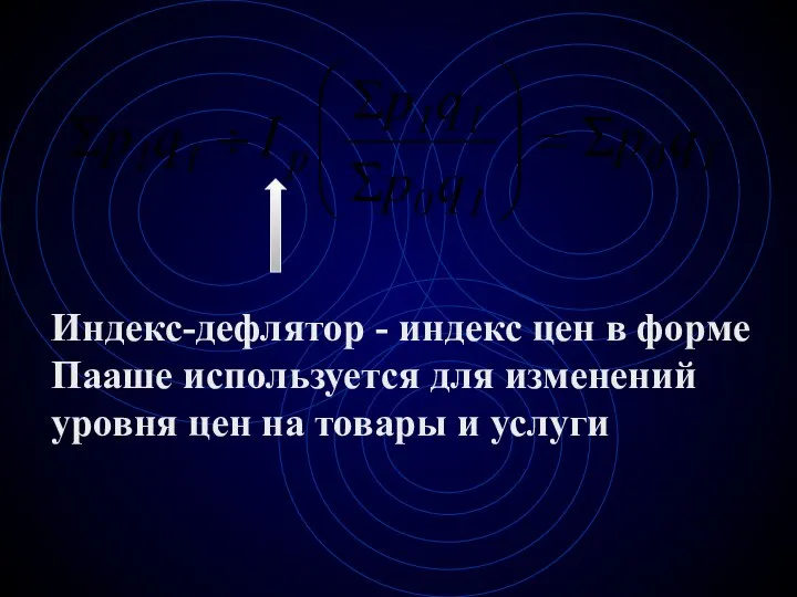 Индекс-дефлятор - индекс цен в форме Пааше используется для изменений уровня цен на товары и услуги