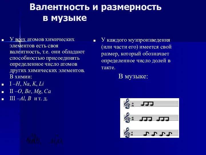 Валентность и размерность в музыке У всех атомов химических элементов есть