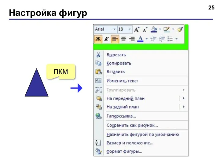 Настройка фигур ПКМ