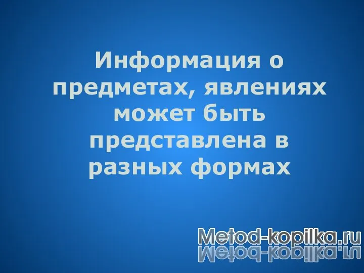 Информация о предметах, явлениях может быть представлена в разных формах