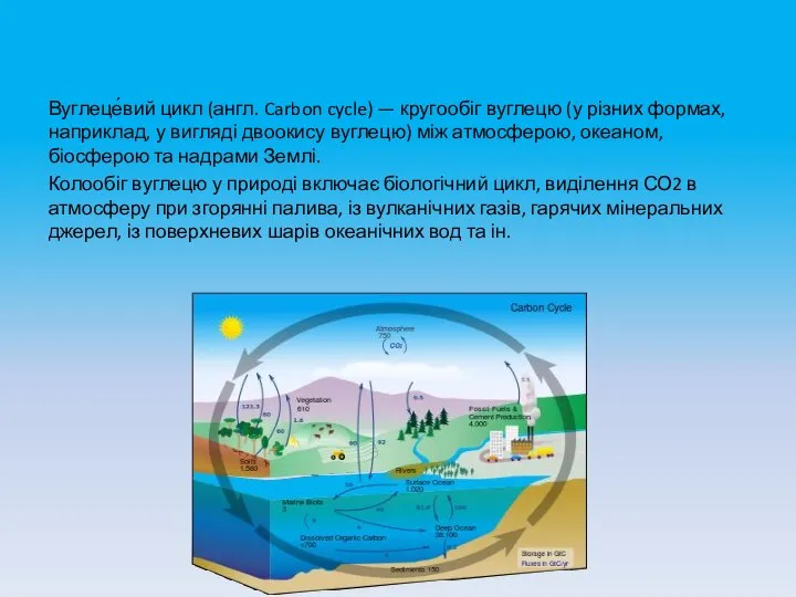 Вуглеце́вий цикл (англ. Carbon cycle) — кругообіг вуглецю (у різних формах,