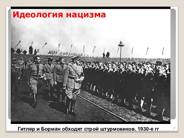 Идеология нацизма Гитлер и Борман обходят строй штурмовиков. 1930-е гг