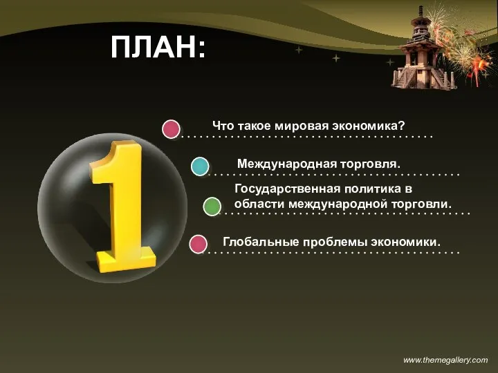 ПЛАН: Что такое мировая экономика? Международная торговля. Государственная политика в области международной торговли. Глобальные проблемы экономики.