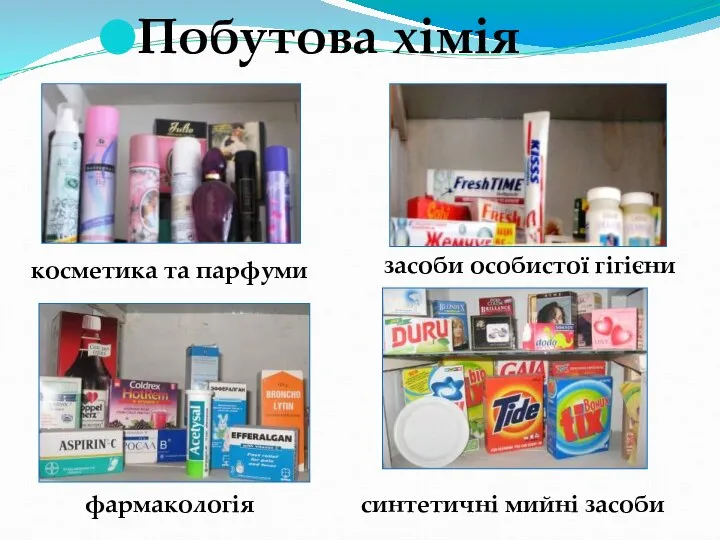 Побутова хімія косметика та парфуми синтетичні мийні засоби засоби особистої гігієни фармакологія