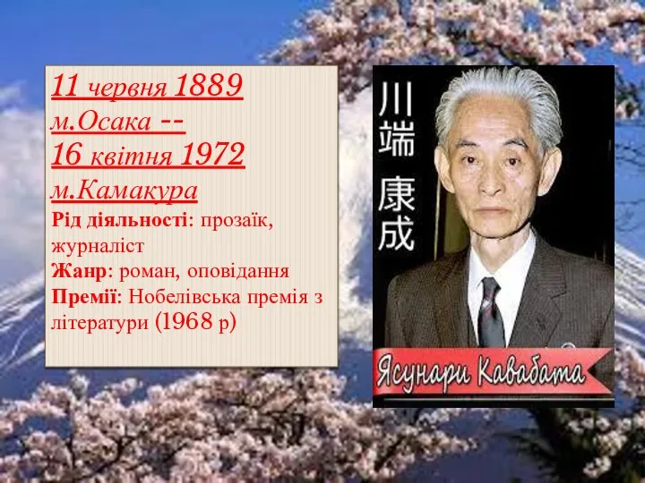 11 червня 1889 м.Осака -- 16 квітня 1972 м.Камакура Рід діяльності:
