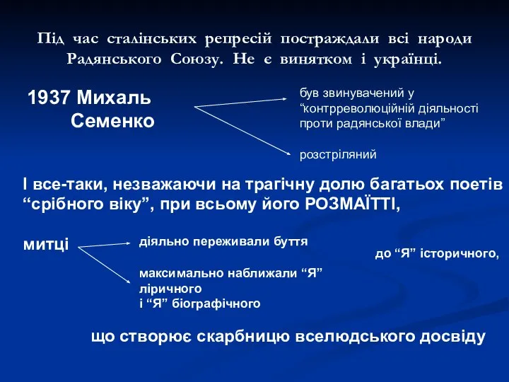 Під час сталінських репресій постраждали всі народи Радянського Союзу. Не є