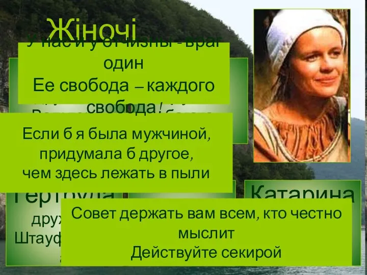 Жіночі образи Жіночі образи Берта Брунек багата наслідниця Катарина дружина Вільгельма