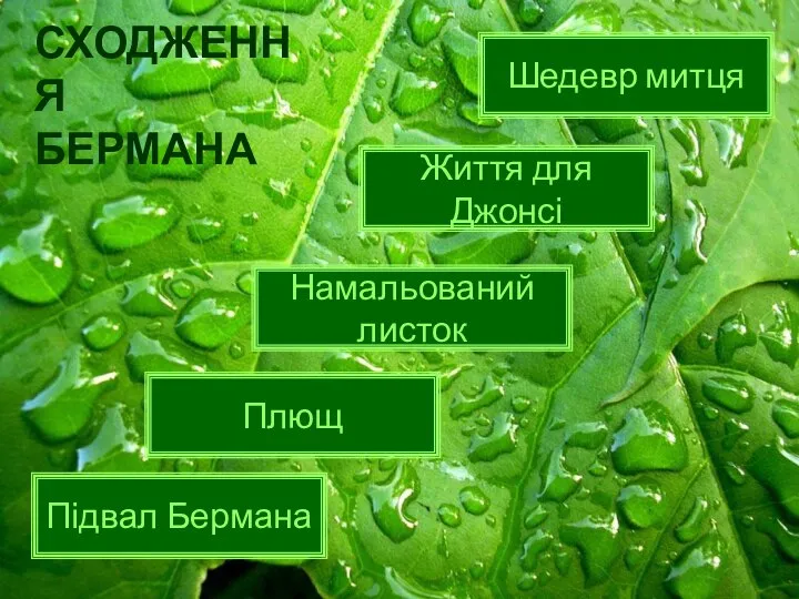 Підвал Бермана Плющ Намальований листок Життя для Джонсі Шедевр митця СХОДЖЕННЯ БЕРМАНА