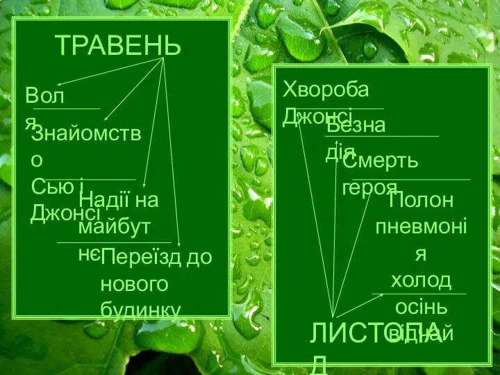 ТРАВЕНЬ Воля Знайомство Сью і Джонсі Надії на майбутнє Переїзд до