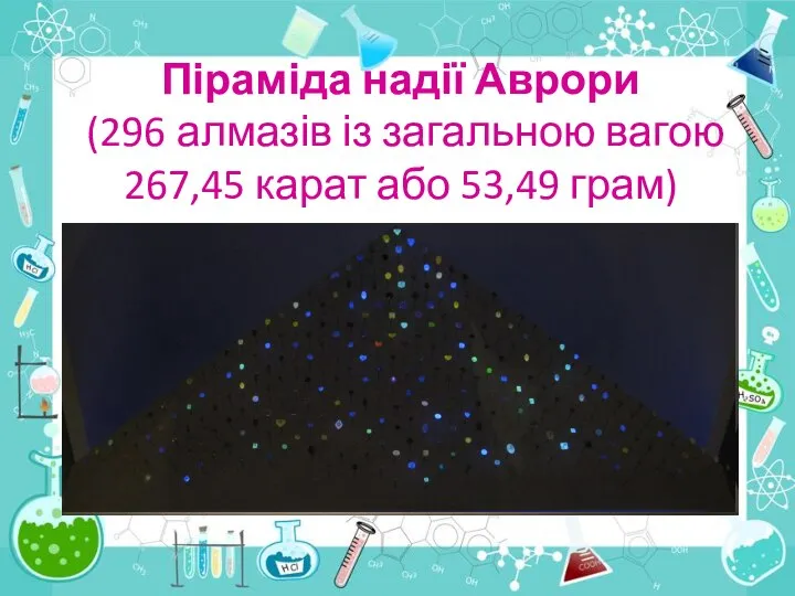 Піраміда надії Аврори (296 алмазів із загальною вагою 267,45 карат або 53,49 грам)