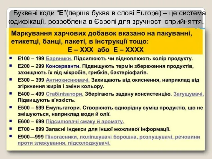 Буквені коди “Е”(перша буква в слові Europe) – це система кодифікації,