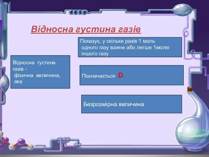 Відносна густина газів - фізична величина, яка Показує, у скільки разів