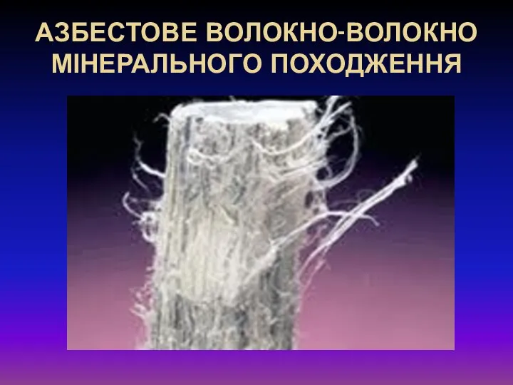 АЗБЕСТОВЕ ВОЛОКНО-ВОЛОКНО МІНЕРАЛЬНОГО ПОХОДЖЕННЯ