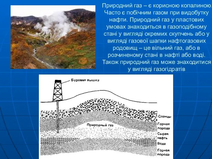 Природний газ – є корисною копалиною. Часто є побічним газом при