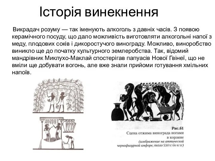 Історія винекнення Викрадач розуму — так іменують алкоголь з давніх часів.