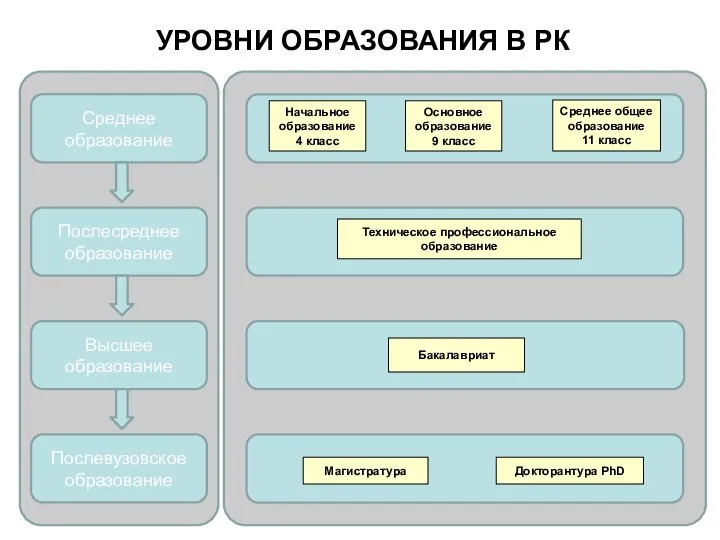 Начальное образование 4 класс Магистратура Среднее образование Послесреднее образование Высшее образование