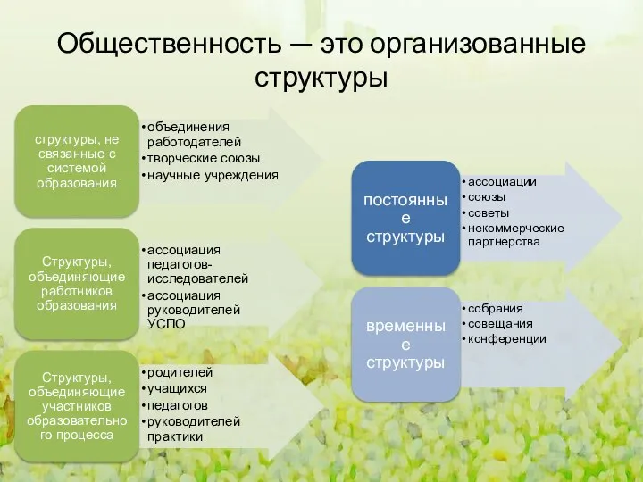 Общественность — это организованные структуры