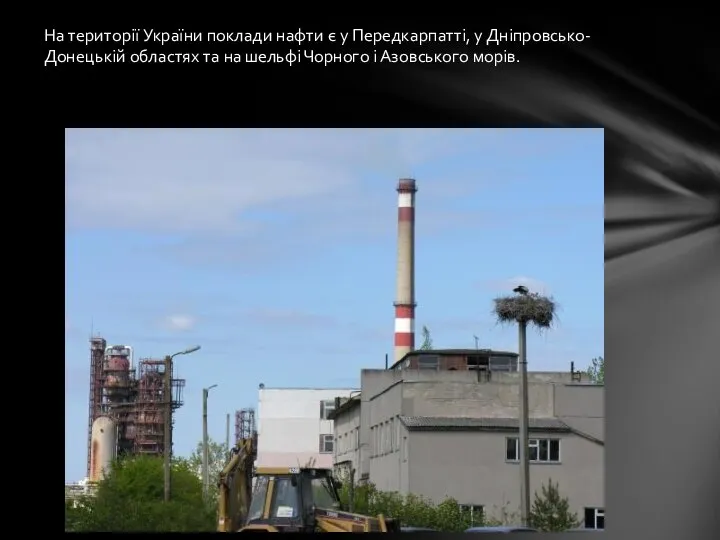 На території України поклади нафти є у Передкарпатті, у Дніпровсько-Донецькій областях