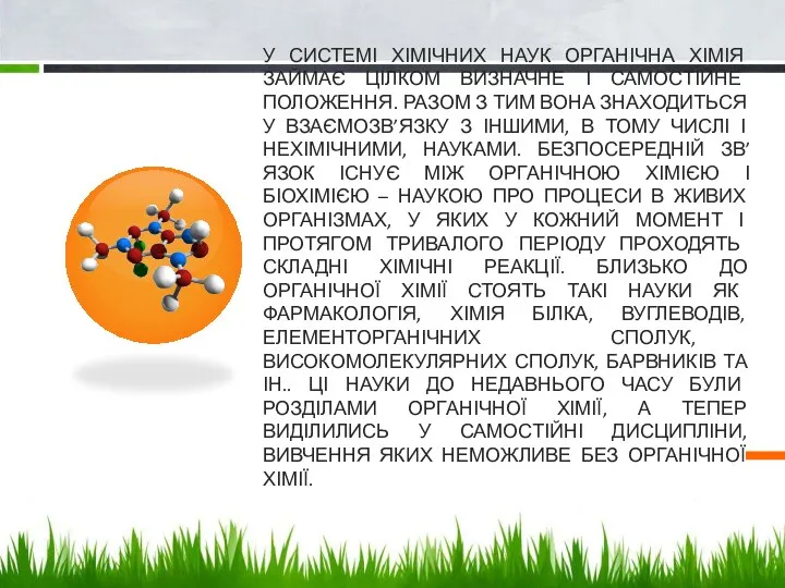 У системі хімічних наук органічна хімія займає цілком визначне і самостійне