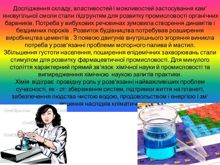 Дослідження складу, властивостей і можливостей застосування кам’яновугільної смоли стали підгрунтям для