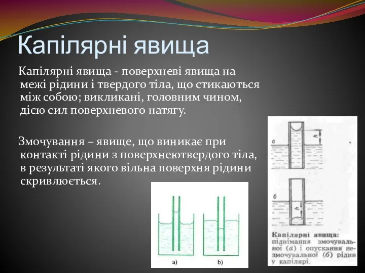 Капілярні явища Капілярні явища - поверхневі явища на межі рідини і