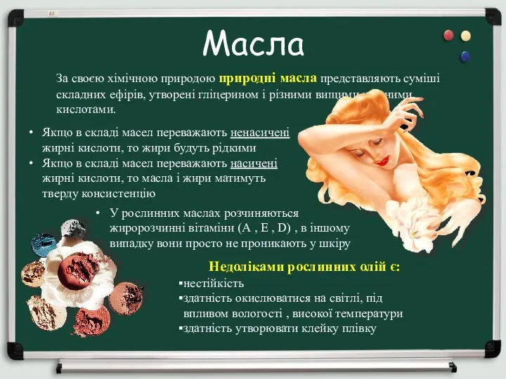 Масла За своєю хімічною природою природні масла представляють суміші складних ефірів,