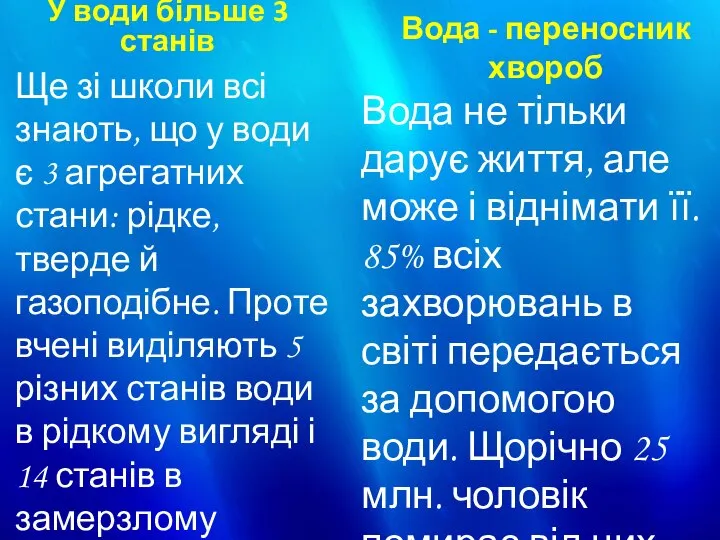 У води більше 3 станів Ще зі школи всі знають, що