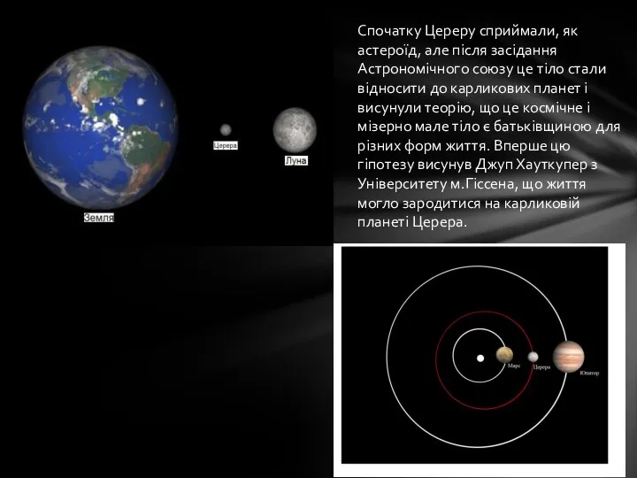 Спочатку Цереру сприймали, як астероїд, але після засідання Астрономічного союзу це