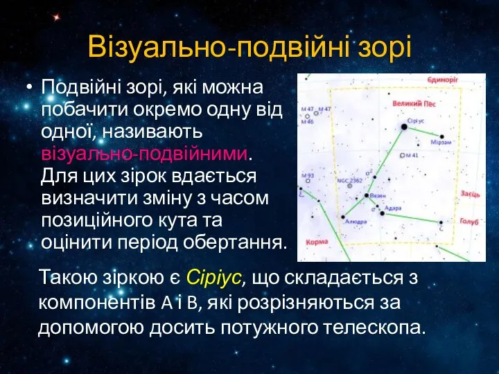 Візуально-подвійні зорі Подвійні зорі, які можна побачити окремо одну від одної,