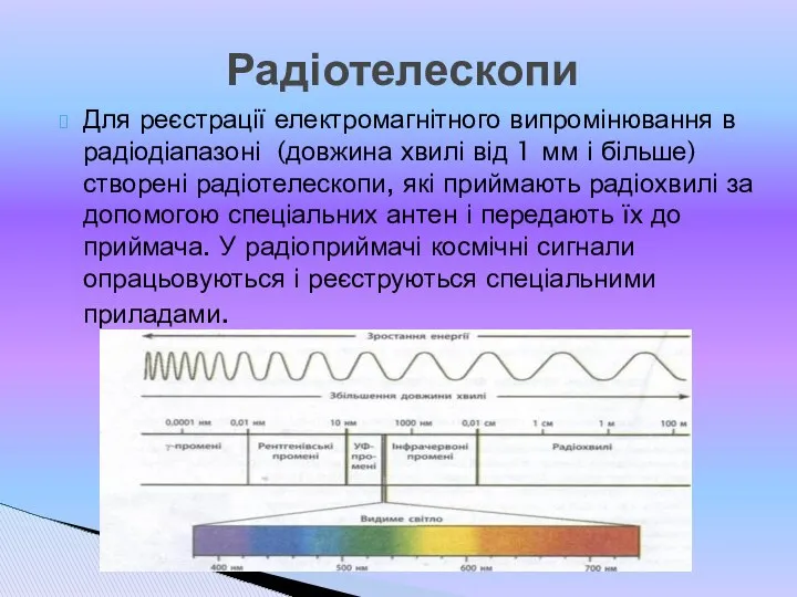 Для реєстрації електромагнітного випромінювання в радіодіапазоні (довжина хвилі від 1 мм