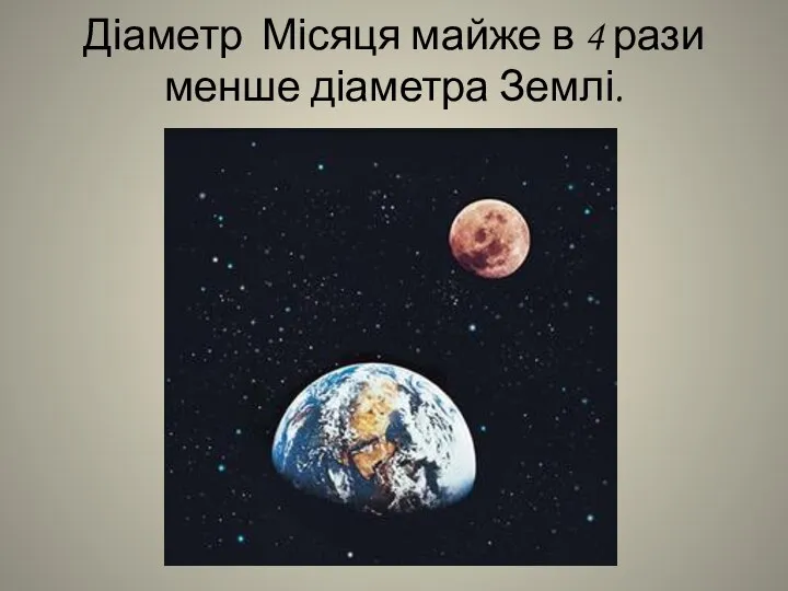 Діаметр Місяця майже в 4 рази менше діаметра Землі.