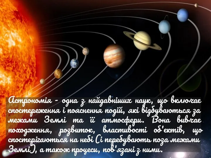 Астрономія - одна з найдавніших наук, що включає спостереження і пояснення