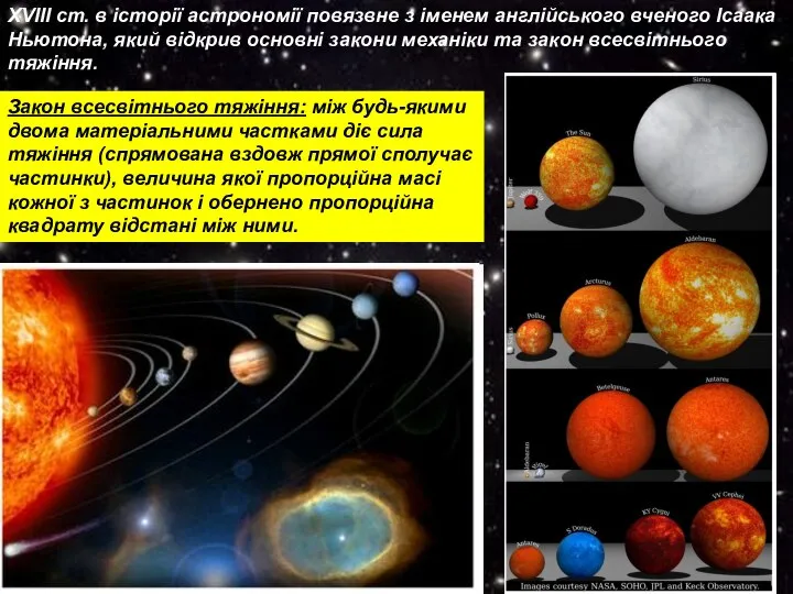 XVIІІ ст. в історії астрономії повязвне з іменем англійського вченого Ісаака