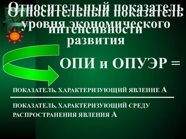 ОПИ и ОПУЭР = ПОКАЗАТЕЛЬ, ХАРАКТЕРИЗУЮЩИЙ ЯВЛЕНИЕ А ПОКАЗАТЕЛЬ, ХАРАКТЕРИЗУЮЩИЙ СРЕДУ