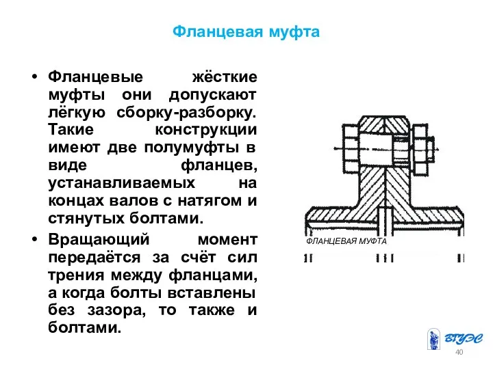 Фланцевая муфта Фланцевые жёсткие муфты они допускают лёгкую сборку-разборку. Такие конструкции