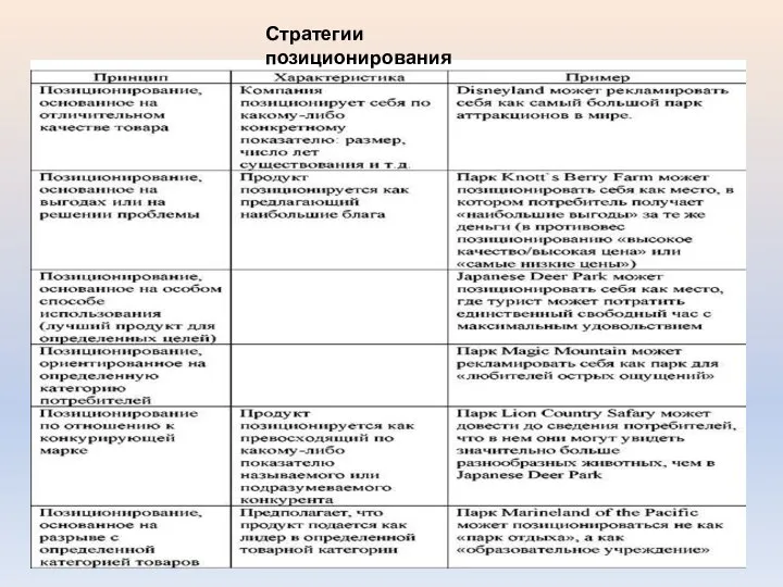 Стратегии позиционирования