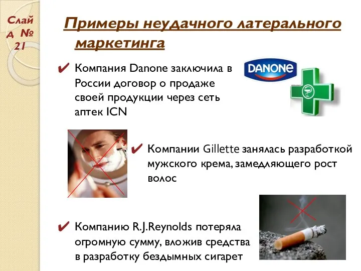 Примеры неудачного латерального маркетинга Компания Danone заключила в России договор о